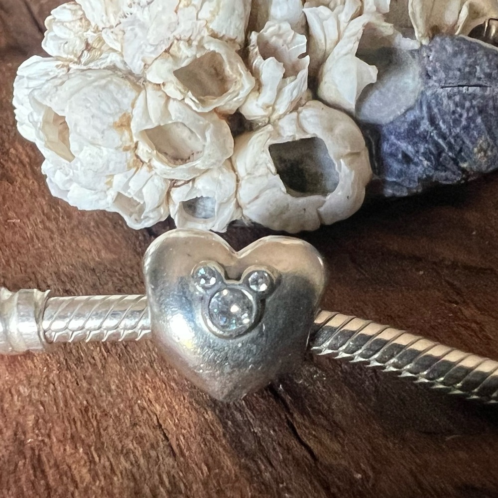 Authentic Pandora Charm Heart of Mickey Disney Bead Clear Zirconia Icon Ears